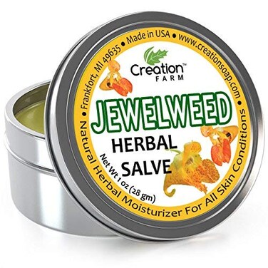 Creation Farm Jewelweed Salve Big 4 oz Tin - Tea Tree Ointment for Skin Care of Poison Ivy, Tattoo Aftercare, Great for Itch!
