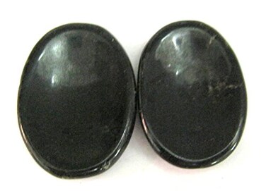 crystalmiracle Beautiful Set of Two Black Tourmaline Worry Stones Positive Energy Crystal Healing Thumb Stone for Reiki Meditation Feng Shui Gifts for Men Women