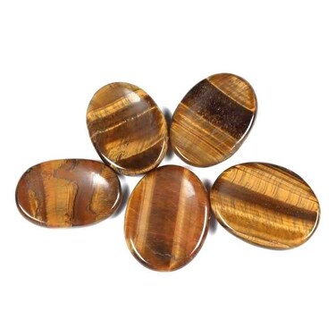 crystalmiracle Beautiful Tigers Eyes Five Worry Stones Wellness Crystal Healing Gemstone Palm Stones Meditation Reiki Feng Shui Gift for Men Women