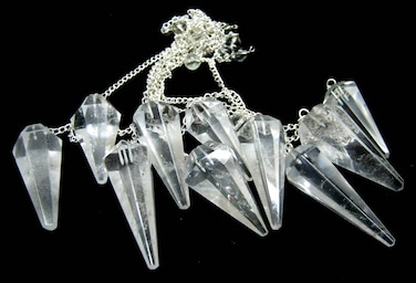 crystalmiracle Natural Set of 10 Clear Quartz Crystal Pendulums, Pointed Crystal for Dowser Healing Crystals, Metaphysical Divination Gemstone Pendulum Reiki Feng Shui, Meditation, Gift for Men Women