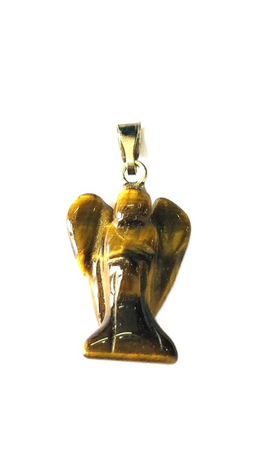 CRYSTALMIRACLE Tigers Eye 1 Inch Guardian Angel Pendant Crystal Fashion Jewelry Gift Gemstone Wellness Luck Energy Handcrafted Accessory