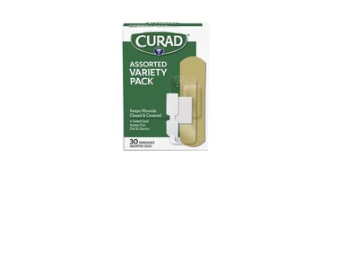 CURAD Assorted Adhesive Bandages, 4-Sided Seal, Variety Pack, Perfect for First Aid Kit, 30 Count, Pack of 6