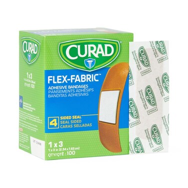 CURAD Flex Fabric Adhesive Bandages 1" x 3", ALL ONE SIZE, Sterile, Pack of 1200