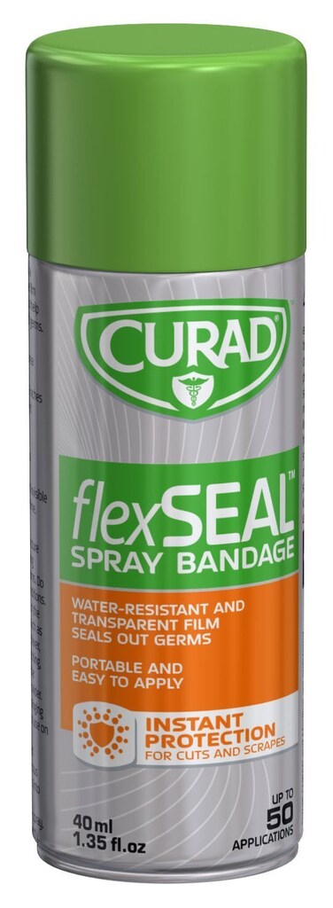 CURAD Flex Seal Spray Bandage, Water Resistant, Transparent, Ideal for Cuts and Scrapes, Quick Wound Care Solution, 40 mL, Pack of 24