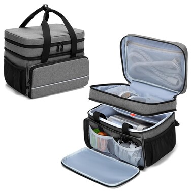 CURMIO CPAP Machine Travel Carrying Case Compatible with ResMed AirSense 11, AirSense 10, AirSense 10 Elite, AirStart 10, Philips Dreamstation, 3B Medical Luna G3, and XT Fit, Gray (Patented Design)