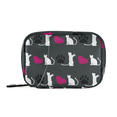 Cute Cat Heart Pill Case, Portable Weekly Pill Box Bag Container 7 Days Pill Organizer Vitamin Supplement Holder with Zipper for Travel Family Business