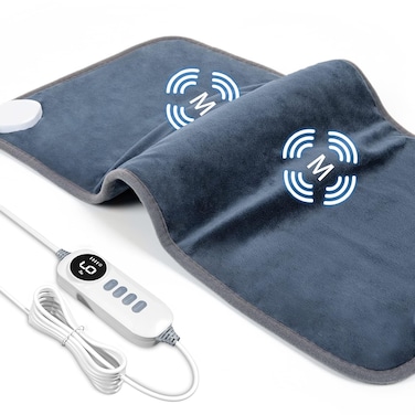 DAILYLIFF Massage Heating Pad, 12"x 24" Electric Heated Pads with Massager, 4 Massage Modes, 6 Heat Settings, 24 Relaxing Combinations, UL Certification, Deep Blue