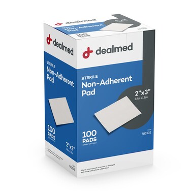 Dealmed Sterile Non-Adherent 2" x 3" Gauze Pads Non-Adhesive Wound Dressing, Highly Absorbent &amp; Non-Stick, Painless Removal-Switch, Individually Wrapped for Extra Protection (Box of 100)