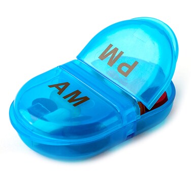 Deke Home - Pill Box Organizer AM/PM, Small Pill Box 2 Times a Day, Pill Box Small Organizer, Medicine Holder, Vitamin Dispenser, Durable BPA-Free, Snap-Shut Lids