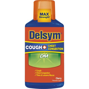 Delsym Adult Liquid, Cough Plus Chest Congestion Dm, Cherry, 6 Ounce (Pack of 6)