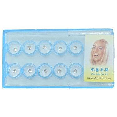 DENTIMICA Dental Tooth Gems Decoration DIY Professional Tooth Crystal Kit Teeth Jewelry for Reflective Teeth Ornament Decor 10Pcs/Box (White)