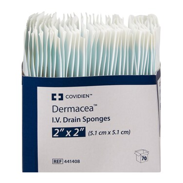 Dermacea I.V. Drain Sponge 441408 - Sterile 2's, Box of 70