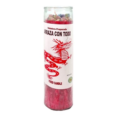 Destroy Everything Dragon-Palm Wax Spiritual Intention Spell Candle-[RED]   Vela CASA ESOTERICA PERFUMADA- (ARRAZA CON TODO)