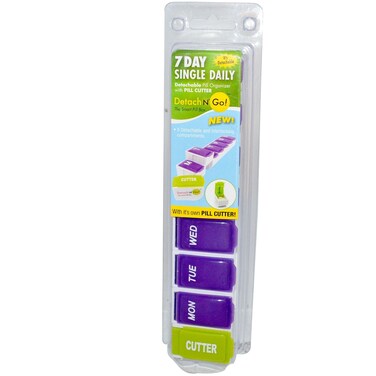 Detach N Go 7 Day Detachable Pill Organizer with Pill Cutter
