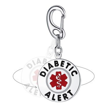 Divoti Diabetic Alert Bag Tag 1.25" - with Quick Clip   Pre-Engraved Stainless Steel Dual-Sided   Bold Lettering