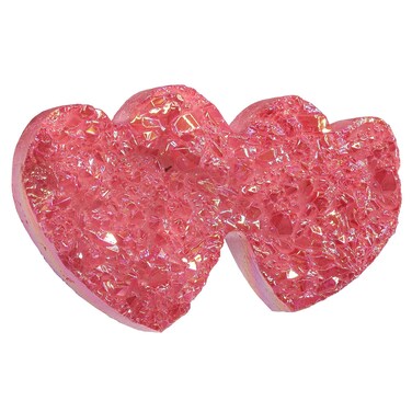 Double Love Heart Angel Aura Rock Crystal Cluster Handheld Mineral Specimen Healing Stone Decoration for Home Office, Red