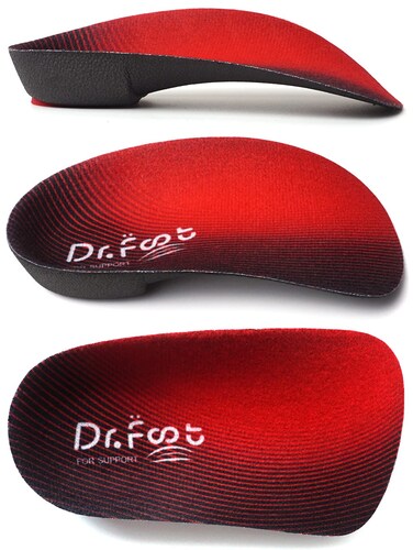 Dr. Foot's 3/4 Length Orthotic Insoles, High Arch Support Inserts for Flat Feet Plantar Fasciitis Over-Pronation and Foot Pain (Small (Men's 5-6 / Women's 6-7))