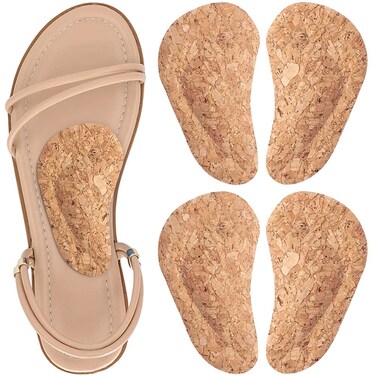 Dr. Foot's Arch Support Shoe Inserts for Flat Feet, Plantar Fasciitis, Adhesive Arch Pads for Relieve Pain for Women &amp; Men (Cork)
