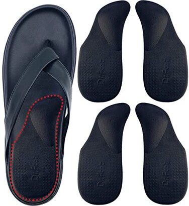 Dr. Foot's Arch Support Shoe Inserts for Flat Feet, Plantar Fasciitis, Adhesive Heel Cushion for Relieve Pain for Women &amp; Men (Large, Black)