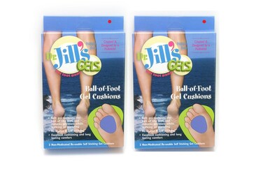 Dr. Jills Gel Ball of Foot Cushions 1/4" Thick (4 Pads Self-Sticking and Re-usable)