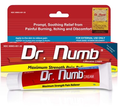 Dr. Numb 5% Lidocaine Numbing Cream - Maximum Strength Tattoo Numbing Cream - Nonprescription Topical Anesthetic Pain Relief Cream for Tattooing, Piercing, Microneedling, Hemorrhoid Treatment - 30g