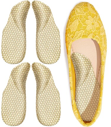 Dr.Foot Arch Support Shoe Inserts for Plantar Fasciitis Relief, Self-Adhesive Arch Pads Heel Cushion for Flats, Heel Pain, Gel Arch Insoles for Men and Women 2 Pairs (Apricot, Large)