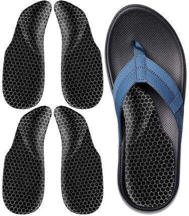 Dr.Foot Arch Support Shoe Inserts for Plantar Fasciitis Relief, Self-Adhesive Arch Pads Heel Cushion for Flats, Heel Pain, Gel Arch Insoles for Men and Women 2 Pairs (Black, Large)