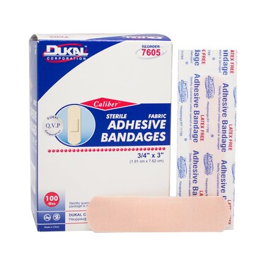 Dukal 7605 Bandage, Fabric, Adhesive, Sterile, 3/4" x 3", Pack of 2400