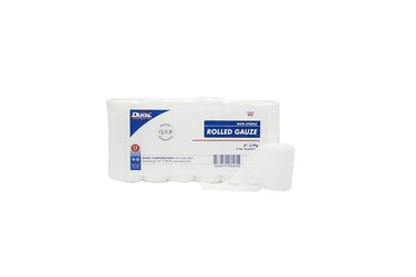Dukal Rolled Gauze Bandages, Non Sterile, 2" x 5 yds, Pack of 12, Wound Dressing Material for Cuts, Lacerations, Scrapes, &amp; Burns, First Aid Gauze for Bleeding, Prepping, Cleaning, &amp; Scrubbing