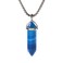 Dyed Blue Agate Gemstone Hexagonal Pointed Reiki Chakra Chain Necklace 20" High-Grade Iron Gift Box