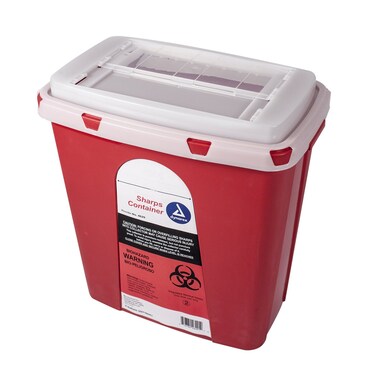 Dynarex Sharps Container, Provides a Safe Disposal of Medical Waste and Needles, Non-Sterile &amp; Latex-Free, 6 Gallons, Made with Thermoplastic, Red with a Transparent Lid, 1 Sharps Container