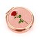 Dynippy Pill Case Pill Box with Mirror Pocket 3 Compartment Medicine Case Vitamin Pill Organizer for Pocket Purse and Travel (Round, Rose Gold-Rose)