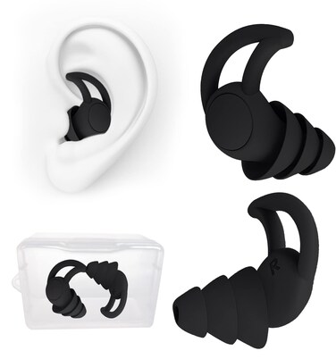 Ear Plugs for Sleeping Noise Cancelling, eapsneg Ear Plugs for Noise Reduction, Washable Hearing Protection for Work, Travel, Concert, Swimming, Sleep Snoring (Black)