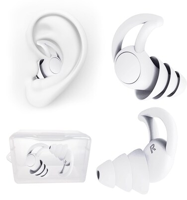 Ear Plugs for Sleeping Noise Cancelling, Ear Plugs for Noise Reduction, Washable Hearing Protection for Work, Travel, Concert, Swimming, Sleep Snoring(White)