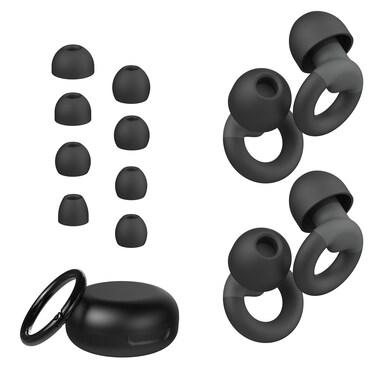 Ear Plugs for Sleeping, 2 Pairs of Reusable Earplugs for Noise Reduction 25dB-30dB with 8 Ear Tips, Soft Hearing Protection Ear Plugs for Concert,Noise Sensitivity, Study &amp; Work, Black