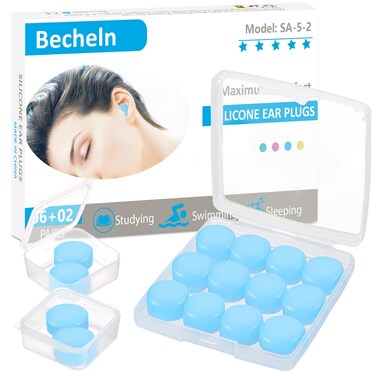 Ear Plugs for Sleeping, Waterproof Moldable Silicone EarPlugs for Sleeping Noise Cancelling, Mowing, Swimming and Concerts, 8 Pair (16 Count)