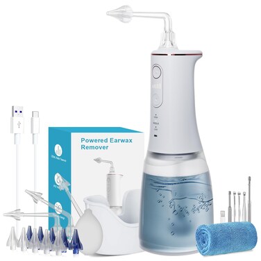 Ear Wax Removal Kit, Ear Cleaning Kit with Memory Function, Ear Irrigation Flushing System with 10 Tips &amp; 6 Ear Cleaning Accessories, Safe and Effective Ear Wax Removal,Type-C Charging