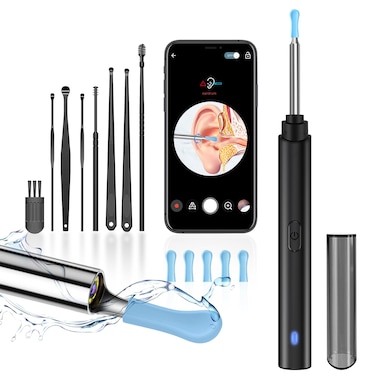 Ear Wax Removal, Ear Cleaner with Camera, Ears Wax Removal Kit with 1296P HD Ear Otoscope with 6 LED Lights, Earwax Removal Tool for iPhone, iPad &amp; Android Smart Phones (Black, Standard)