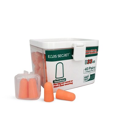 EARS SECRET Flesh Color Soft Ear Plugs for Work Highest NRR33 Hearing Protection Earplugs Sound Cancelling for Shooting Noise Cancelling Musician Blocking snoring Noise Reduction 40pairs Sunshine