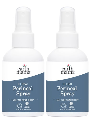 Earth Mama Herbal Perineal Spray   Safe for Pregnancy and Postpartum Recovery, Witch Hazel Natural Cooling Spray for After Birth Feminine Care Essentials, No Benzocaine or Butane, 4-Fl oz (2-Pack)