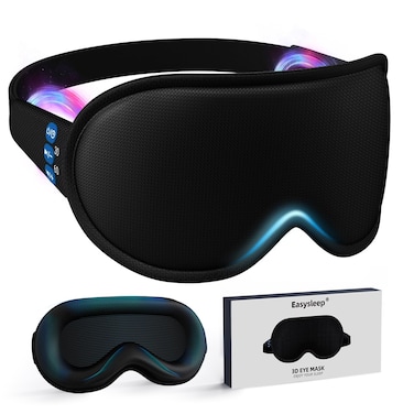 Easysleep 3D Sleep Mask Sleep Headphones White Noise Sleep Eye Mask with 31 Soothing Sounds 3 Timer Soft Adjustable Light Blocking Long Playtime Eye Cover for Sleeper Men Women Travel Gift