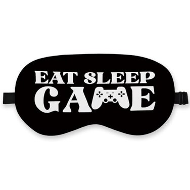 Eat Sleep Game Sleep Mask Silk, Kids Eye Masks for Sleep, Blindfold Adjustable Sleep Mask, Gamer Sleep Masks for Boys, Game Theme Satin Eye Mask Black Sleeping Mask Eye Covers for Sleeping