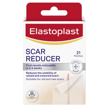 Elastoplast Scar Reducer Plasters (21 Pieces), Quick and Convenient Scar Cover Up Treatment, Scar Sheets to Reduce Visbility of Scars, Scar Plaster Pack for Quick Results