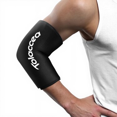 Elbow and Knee Ice Pack - Cold Ice Sleeve with Reusable Gel &amp; Cold Therapy Compression for Knee, Shin Splints, Calf Strain, Flexible Ice Pack for Tennis Elbow, Tendinitis (Medium (Pack of 1), Black)