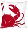 Embroidered Crab Throw Pillow Cover,Square 18 Inches Decorative Crab Canvas Pillow Cover (Red-Crab)