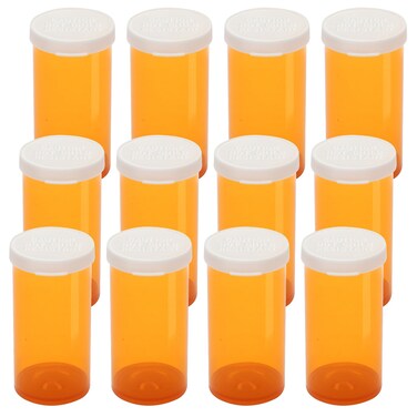 Empty Plastic Pill Bottles with Easy Open Caps (Not Child Resistant), Prescription Medication Vials, Clear Containers Pill Cases Dispenser Organizers (12pcs, 40 Dram)