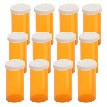 Empty Plastic Pill Bottles with Easy Open Snap Caps (Not Child Resistant), Prescription Medication Vials, Clear Containers Pill Cases Organizers (8 Dram, 12pcs)