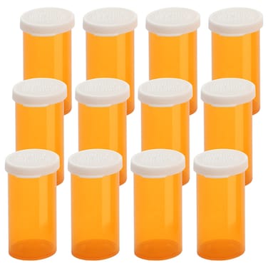 Empty Plastic Pill Bottles with Easy Open Snap Caps (Not Child Resistant), Prescription Medication Vials, Clear Containers, Pill Cases Dispenser Organizers (13 Dram, 12pcs)