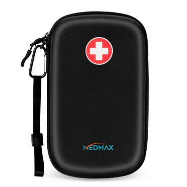 Epipen Medical Carrying Case, Hard Shell EVA Shock Absorption Travel Medication Organizer Bag Emergency Medical Pouch Holds 3 EpiPens, Asthma Inhaler, Allergy Medicine Essentials, Large (Black)