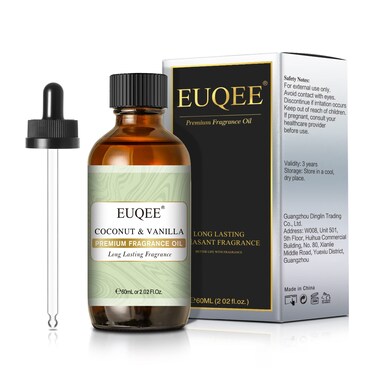 EUQEE Coconut &amp; Vanilla Fragrance Oils, Premium Essential Oils with Glass Dropper for Diffusers, Candle &amp; Soap Making, Bath Bombs (2.02 Fl oz/60 ml)